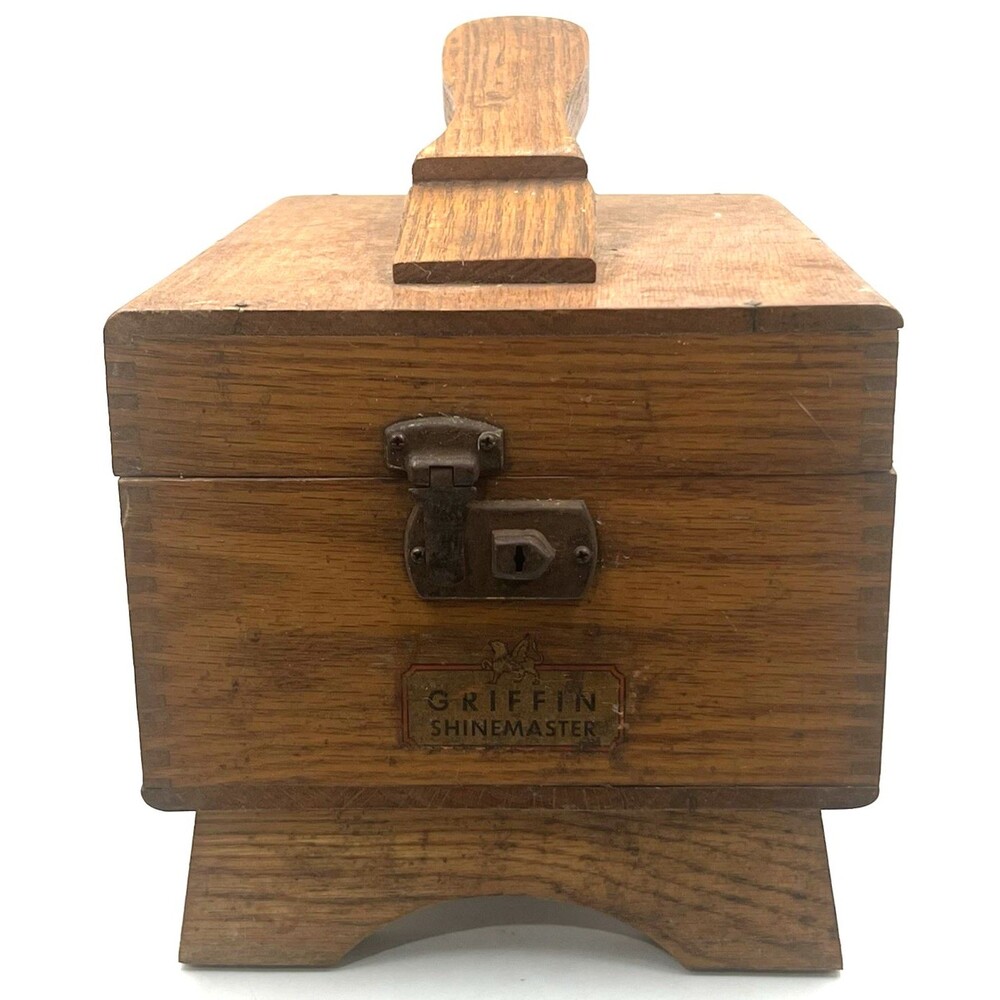 Shoe Shine Box Kit Vintage Griffin Shinemaster Wooden Footrest Polish Brushes